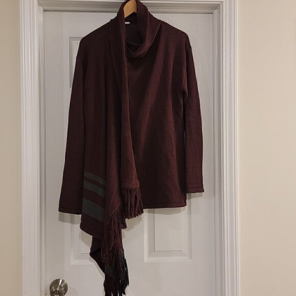 CAbi Port Fringe Wrap Eggplant Wrap Sweater #3002 - Picture 2 of 4